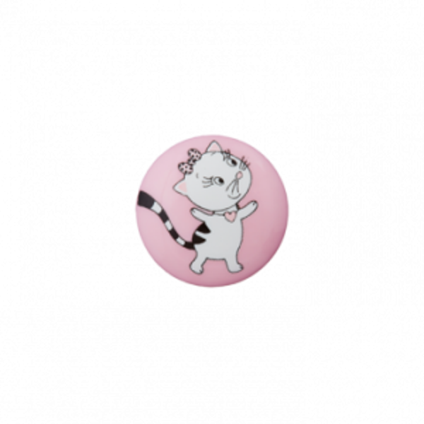 Poga "Ņau" rozā krāsā ar kaķu meiteni