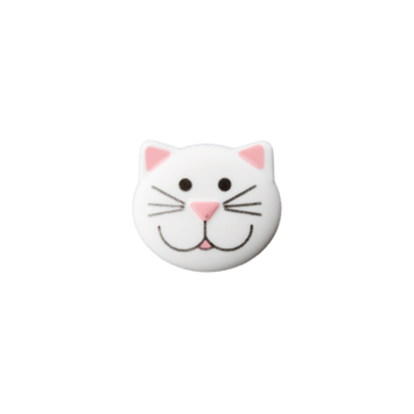 Poga "Sniedziņš" baltā krāsā ar kaķi